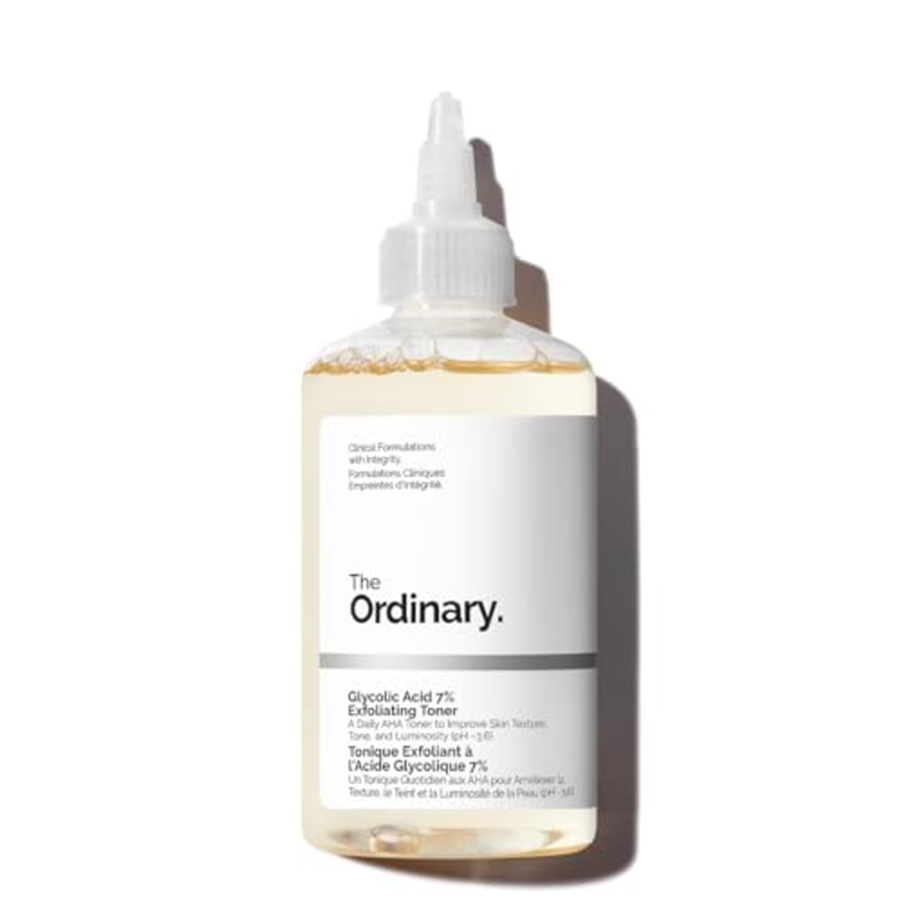The Ordinary Glycolic Acid 7% Exfoliating Toner, Aufhellender und glättender täglicher Toner für einen gleichmäßigeren Hautton, 240ml