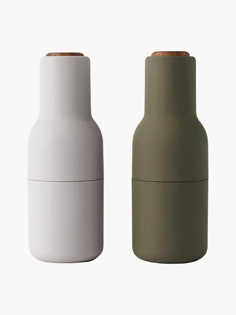 Salz- und Pfeffermühlen Bottle Grinders mit Walnussholz-Deckeln, 2er-Set
