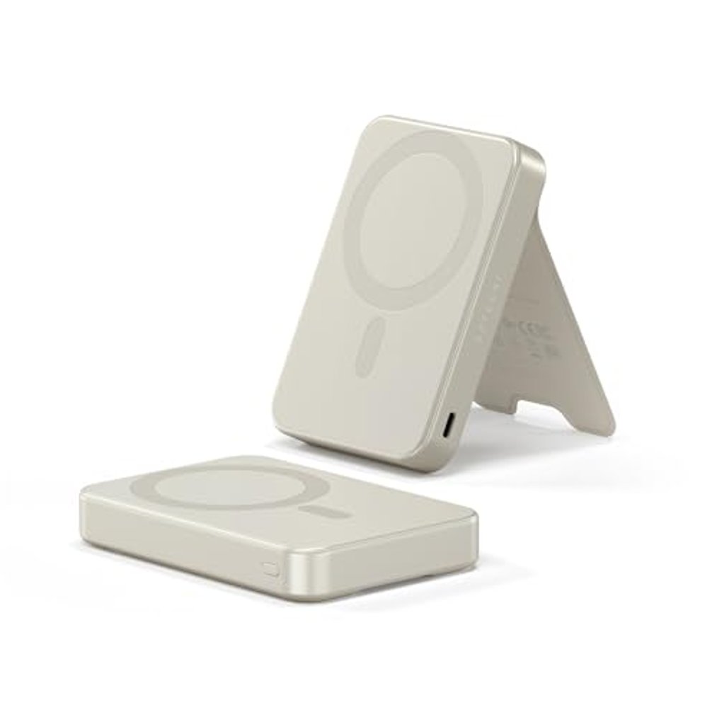 SATECHI OntheGo MagSafe Powerbank 10000mAh, Qi2, Integrierter Ständer, Sand