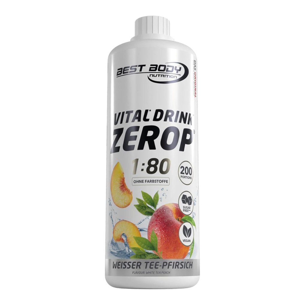 Best Body Nutrition Vitalgetränk Zero P Weißer Tee Pfirsich 1000 ml Flasche