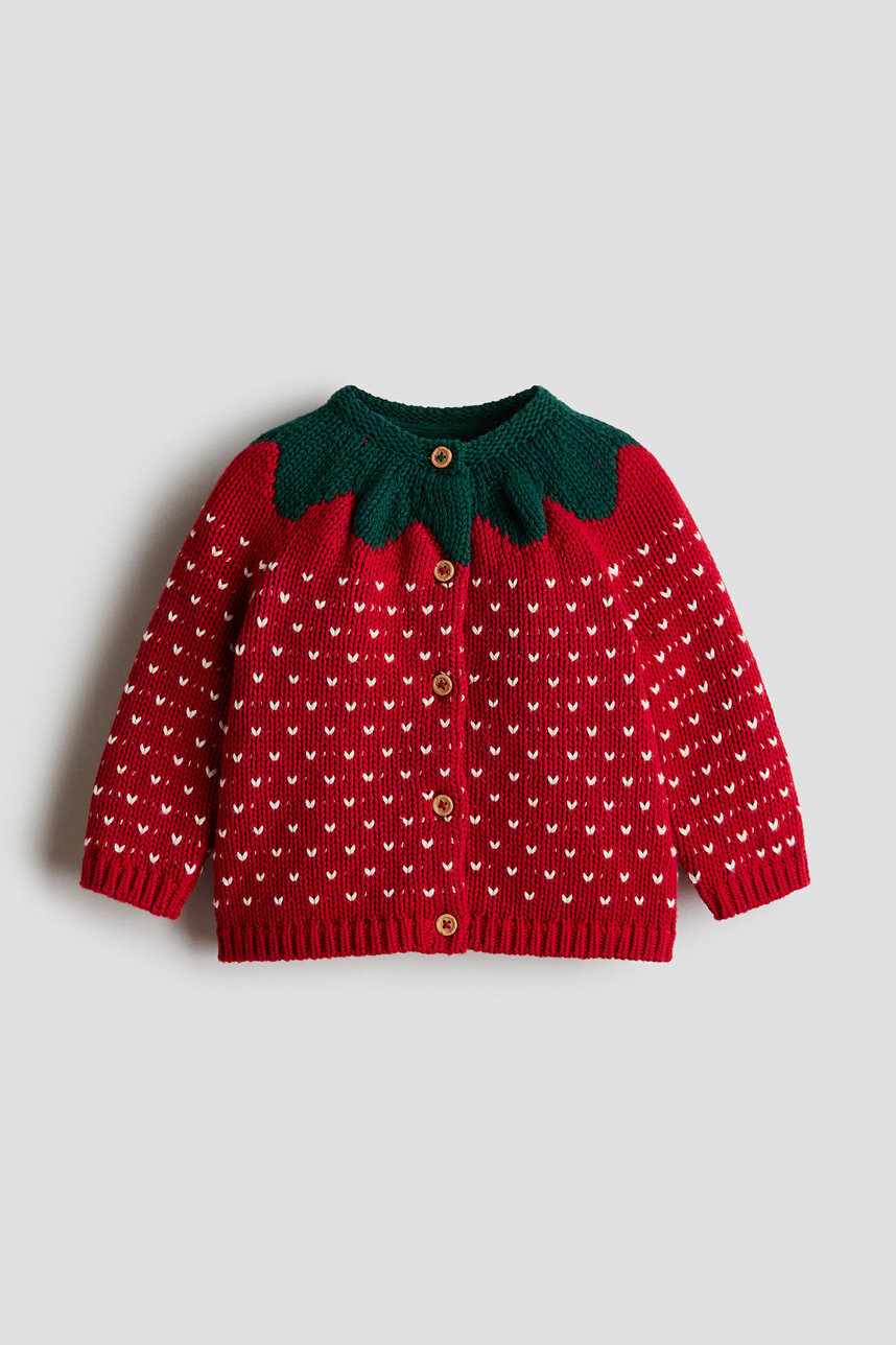 Baumwollcardigan - Rot/Erdbeere - Kids