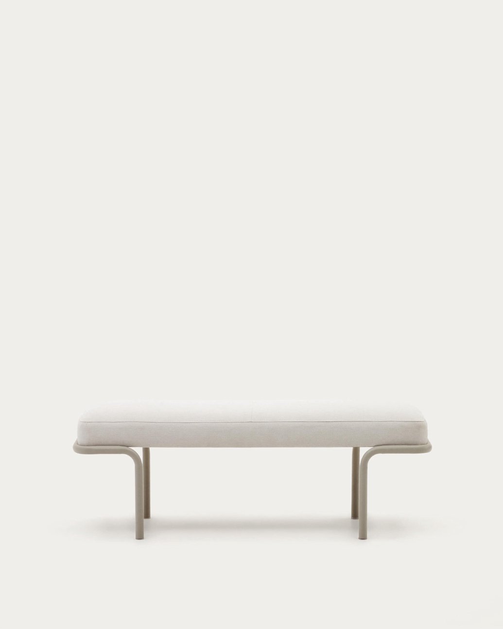 Kave Home Compo Polsterbank beiger Chenille und graues Metallgestell 130 cm
