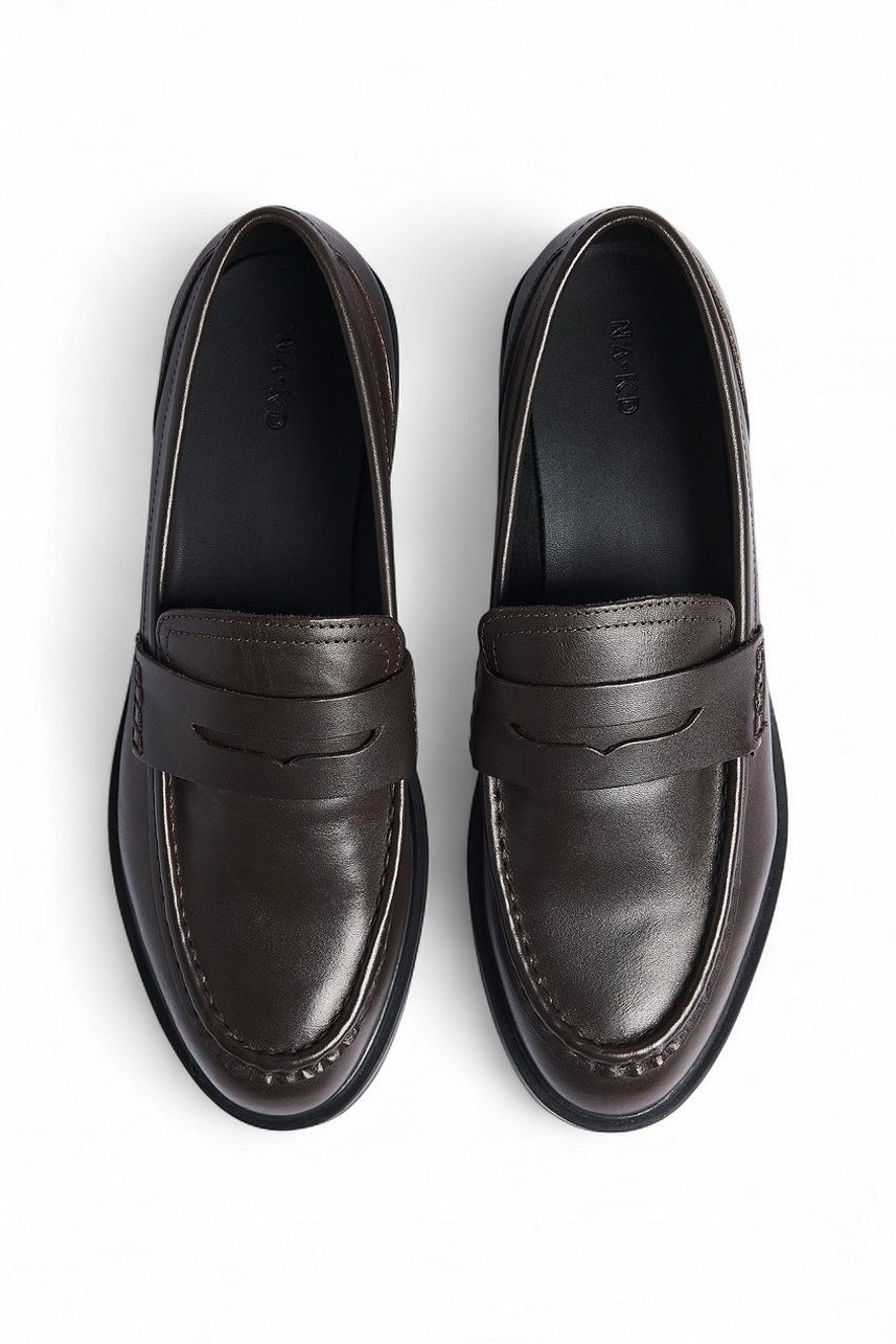 NA-KD Leder-Slipper Braun
