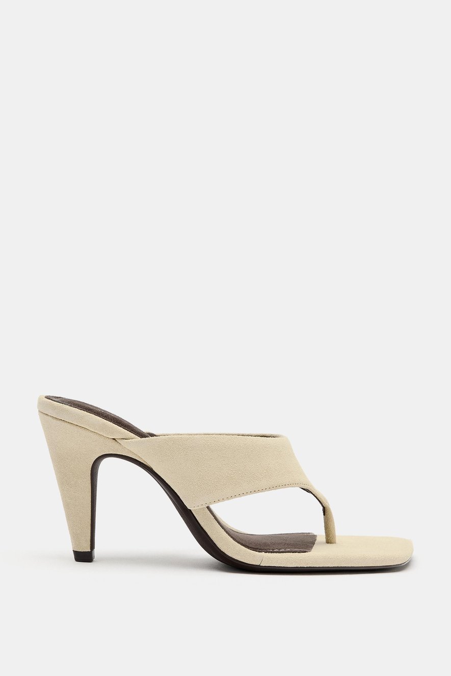 ZARA WILDLEDER-SANDALETTE MIT ABSATZ
