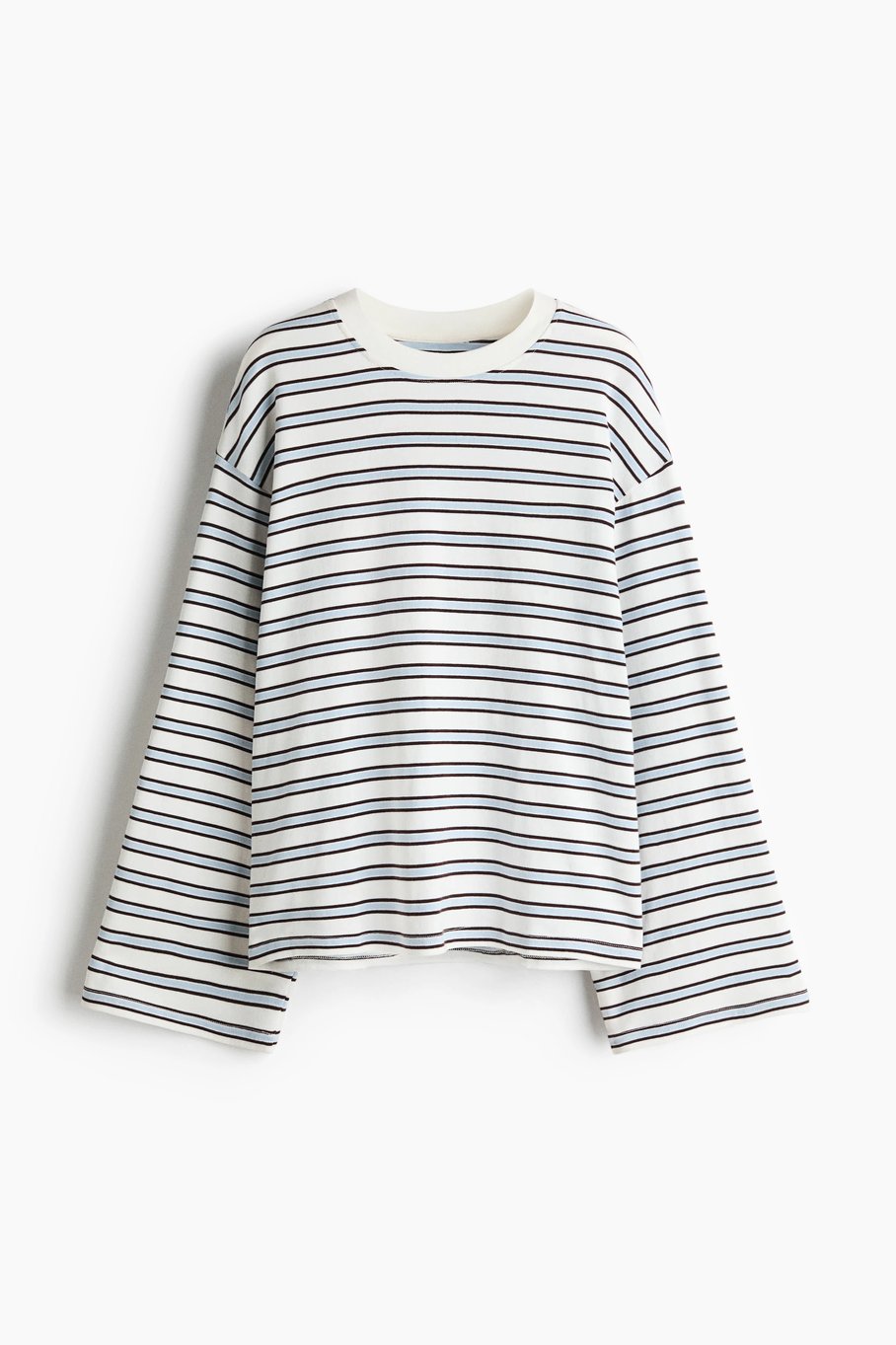 H&M Langarmshirt aus Baumwolle - Cremefarben/Gestreift
