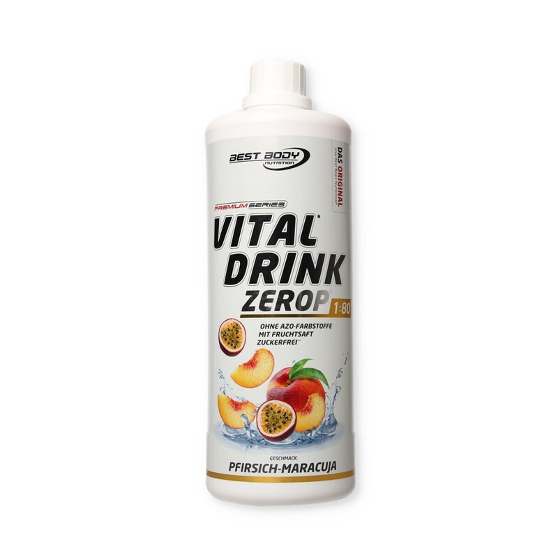 Best Body Nutrition Vitalgetränk ZEROP, Pfirsich-Passionsfrucht, zuckerfreies Sirupkonzentrat, 1 L (ergibt 80 L), mit Fruchtsaft und Vitaminen