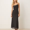 Gina Tricot – Midikleid aus Netzstoff in Schwarz mit weißem Punktemuster