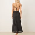 Gina Tricot – Midikleid aus Netzstoff in Schwarz mit weißem Punktemuster