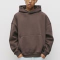BOXY FIT - Kapuzenpullover - dark brown
