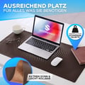 Sidorenko Desk Mat, 80 x 40 cm, Washable, PU Leather Table Mat, Desk Mat in Brown for Office, Non-Slip Desk Mat, Mouse Mat, Desk Mat