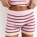 Pull&Bear – Strick-Shorts in Rosa mit Streifen