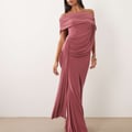 ASOS DESIGN – Figurformendes, drapiertes Maxikleid in Rosé mit One-Shoulder-Träger