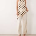 Mango – Elegante Hose aus Leinenmix in Hellbeige