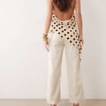 Mango – Elegante Hose aus Leinenmix in Hellbeige