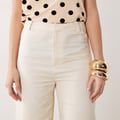 Mango – Elegante Hose aus Leinenmix in Hellbeige