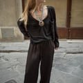 Elastic Waist Mid Rise Satin Pants