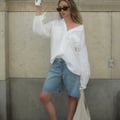 Mid Waist Wide Denim Shorts