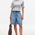 Mid Waist Wide Denim Shorts