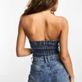 Emory Park – Jeans-Bustier in Blau mit Knopfdetail