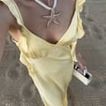 RUFFLE SHOULDER - Maxi dress - yellow