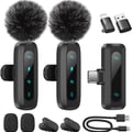 Wireless Lavalier Microphone for iPhone, iPad, Android Phone, 2-Pack