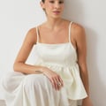 Träger-Peplum-Top mit offenem Rücken Offwhite