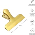 Heimzeit Pack of 8 Locking Clips Made of High-Quality Stainless Steel in Gold | Sealing Clips for Food Bags, Bags and Documents, 77 x 20 x 30 mm, Coloured Sealing Clips, Strong Spring Force