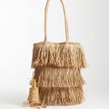 ASOS DESIGN – Tragetasche in naturfarbener Stroh-Fransenoptik