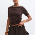Linen blend frill shorts