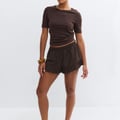 Linen blend frill shorts