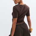 Linen blend frill shorts
