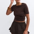 Linen blend frill shorts