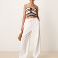 ASOS DESIGN Tall – Hose in Leinenoptik in Wollweiß