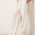 ASOS DESIGN Tall – Hose in Leinenoptik in Wollweiß