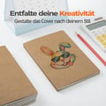 Set of 5 notebooks, A5, squared, kraft paper notebooks with thread binding | 60 pages, 80 g/m² beige paper, 5 x 5 mm squared, flat for school, office, travel and notes
