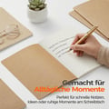 Set of 5 notebooks, A5, squared, kraft paper notebooks with thread binding | 60 pages, 80 g/m² beige paper, 5 x 5 mm squared, flat for school, office, travel and notes