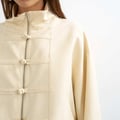 Topshop Bomberjacke mit Stehkragen in Ecru