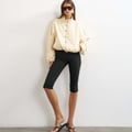 Topshop Bomberjacke mit Stehkragen in Ecru