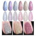 BORN PRETTY UV Nagellack Glitzer, Reflechissant Funkelnd Gel Nagellack Reflective Glitzer Rosa Golden Silber Funkelnd Glitzer Gel Nagel Art Maniküre Lack 6 Farben