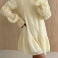 NA-KD Sleeve Detail Deep Back Dress Yellow