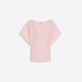 Bershka – Gerafftes T-Shirt in Rosa mit V-Ausschnitt