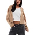 ASOS DESIGN – Strickjacke mit offenem Design in Keks-Beige