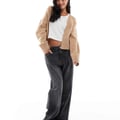 ASOS DESIGN – Strickjacke mit offenem Design in Keks-Beige