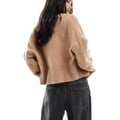 ASOS DESIGN – Strickjacke mit offenem Design in Keks-Beige