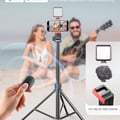 180 cm Mobile Phone Tripod for Smartphone, Sturdy Expandable Aluminium Rods & Larger and Longer Tripod Legs, Mobile Phone Tripod Holder with Remote Shutter Release Compatible Smartphone | Sturdy, larger and longer tripod legs, mobile phone tripod holder with remote shutter release compatible smartphone