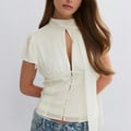 Gina Tricot Sheer blouse - Weiß 