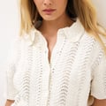 NA-KD Knitted Crochet Shirt Offwhite