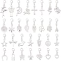 nbeads 30pcs Alloy Pendant Decoration, Tibetan Styles Dangle Metal Charms Alloy Pendant with Lobster Clasp for Stitch Marker Earrings Necklace Jewellery Crafts Silver