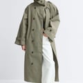 High neck cotton trench coat