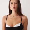 ASOS DESIGN – Maxikleid in Schwarz mit schmalen Trägern und Brustpartie mit Polka Dots